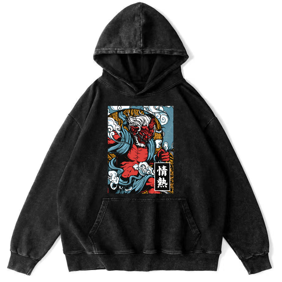 Passionate Japanese Style Image Vintage Distressed Hoodie-Zazasy