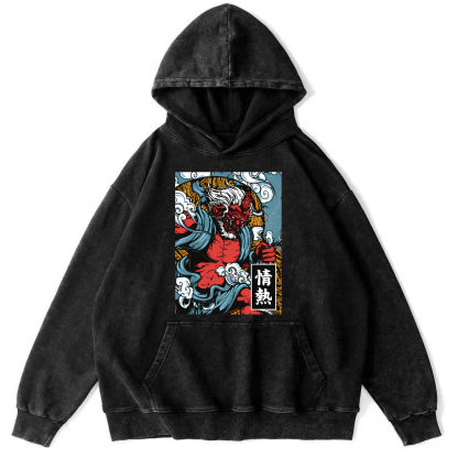Passionate Japanese Style Image Vintage Distressed Hoodie-Zazasy