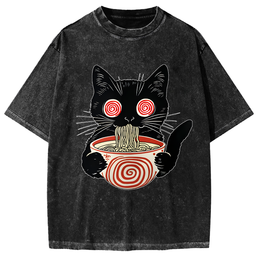 Dizzy Ramen Cat Vintage Washed T-shirt