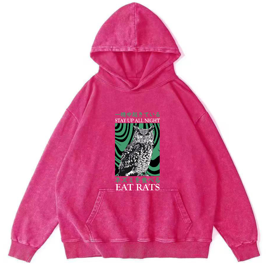 Retro Japanese Owl Vintage Distressed Hoodie-Zazasy