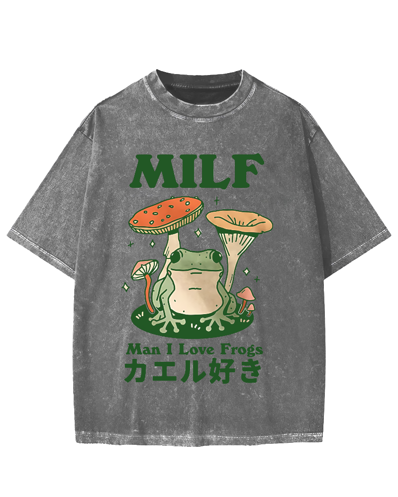 Funny MILF Froggy Vintage Washed T-shirt