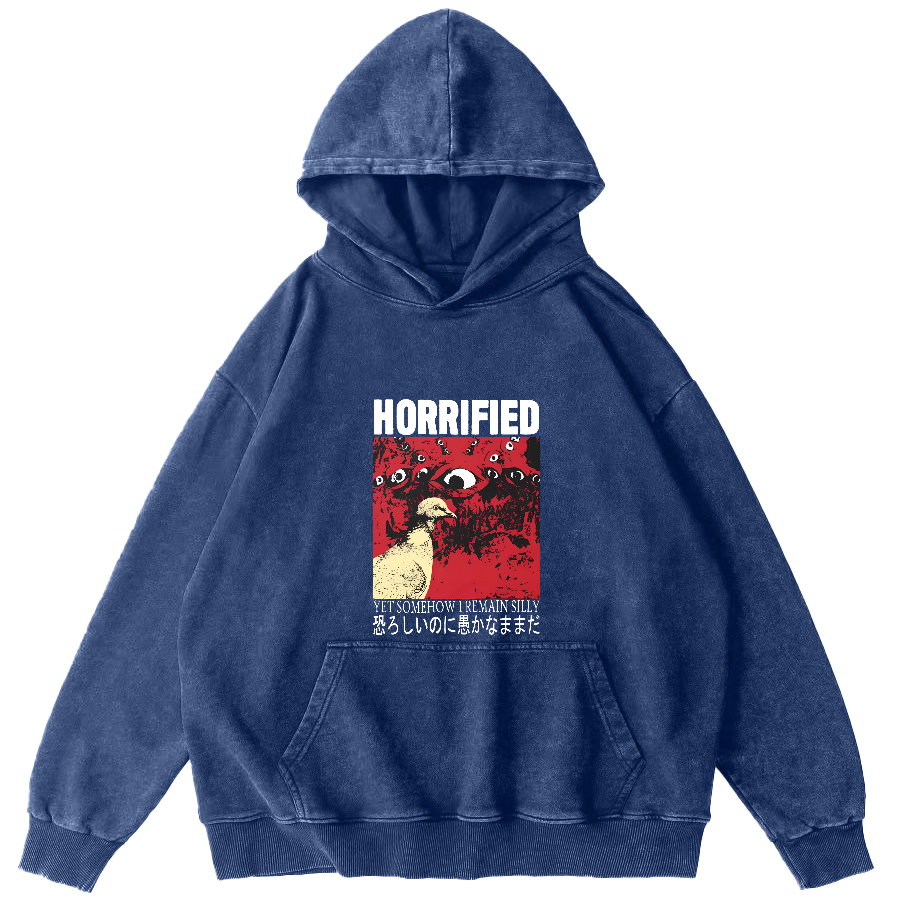 Pigeon Abstract Pattern Japanese Style Vintage Distressed Hoodie-Zazasy