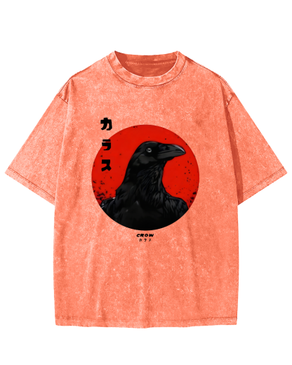 Crow Japanese Vintage Distressed T-shirt-Zazasy