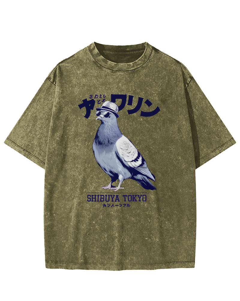 Shibuya pigeon Vintage Washed T-shirt
