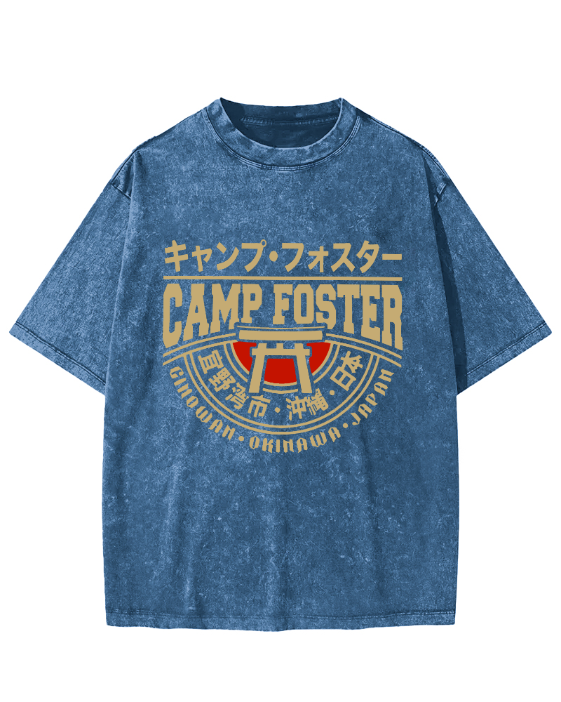 Japanese Okinawa Retro Vintage Washed T-shirt-Zazasy
