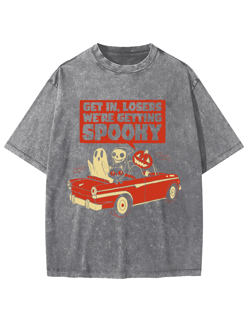 Get In Losers Were Getting Spooky Vintage Washed T-shirt-Zazasy