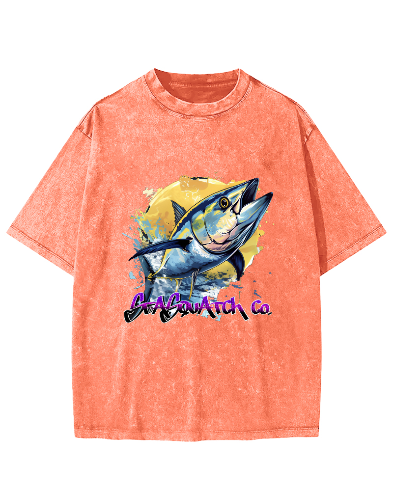 Japanese Tuna Pattern Vintage Distressed T-shirt-Zazasy