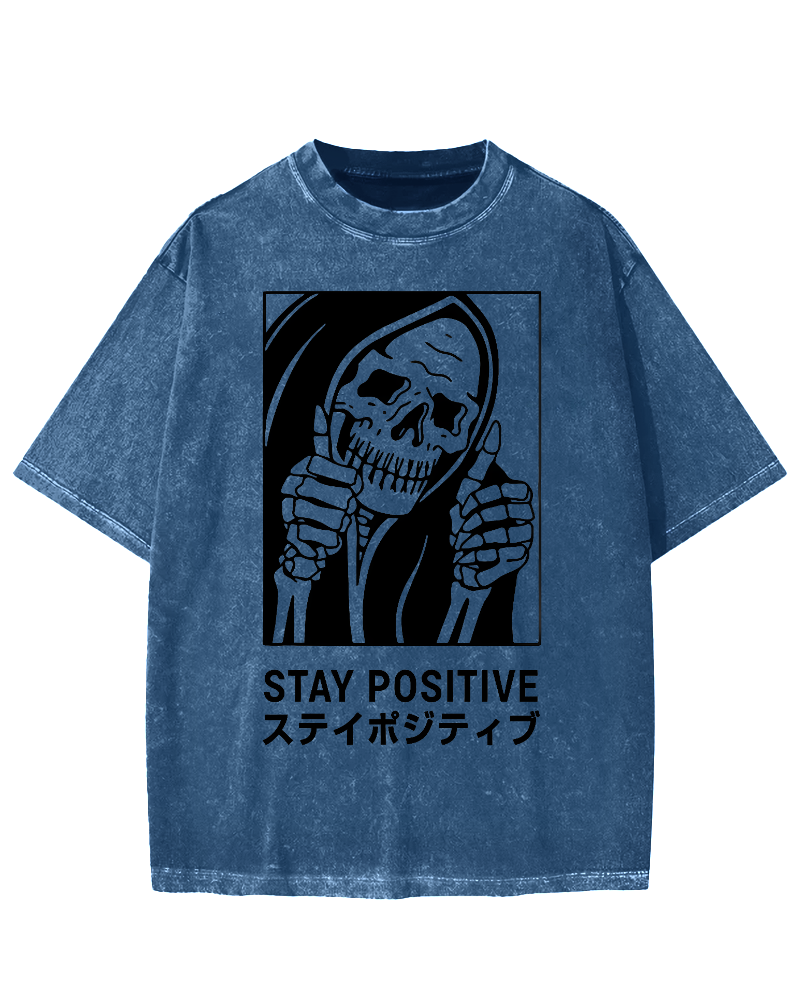 Stay Positive Skeleton Vintage Washed T-shirt