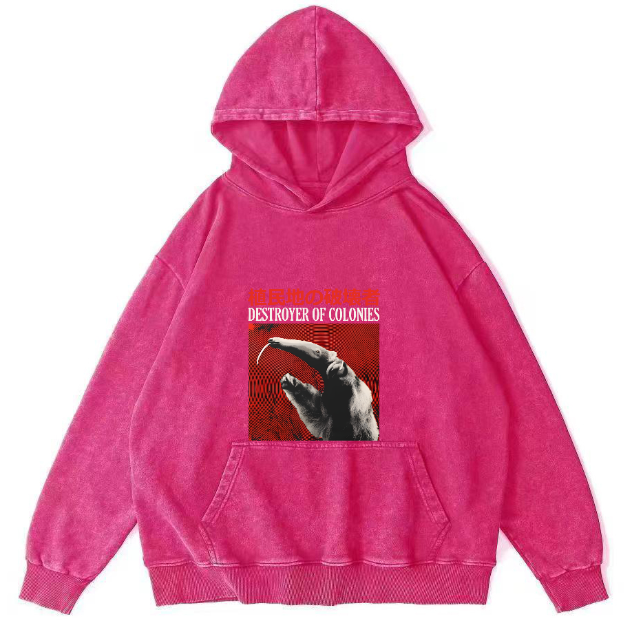 Retro Animal Pattern Japanese Style Vintage Distressed Hoodie-Zazasy