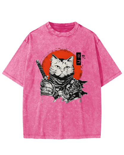Cat Hero Japanese Style Vintage Distressed T-shirt-Zazasy