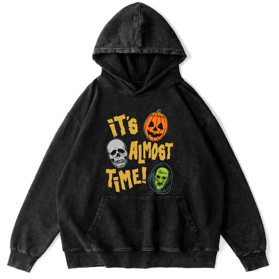 It‘s Almost Time ﻿ Vintage Washed Hoodie-Zazasy