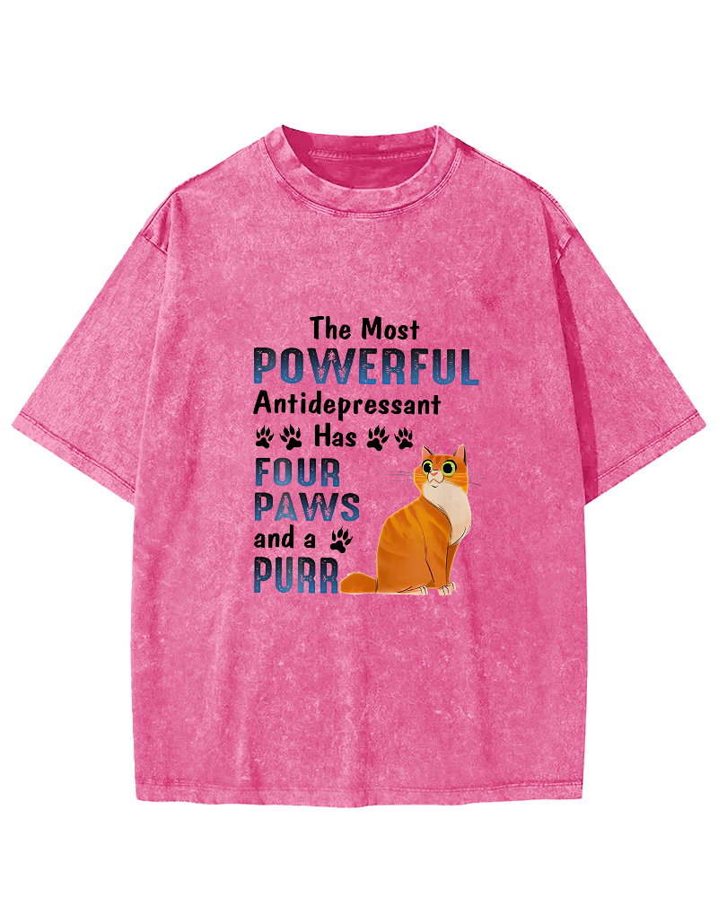Cute Kitten Leisure Vintage Distressed T-shirt-Zazasy