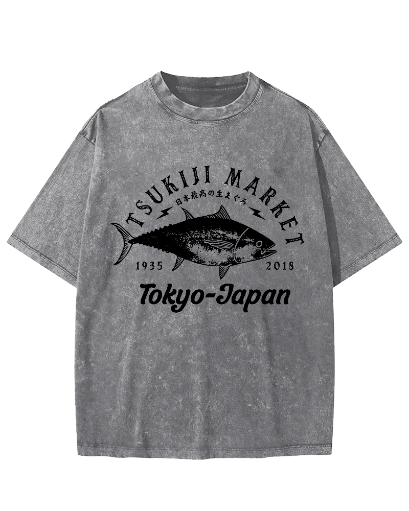 The Highest Quality Tuna in Japan Vintage Washed T-shirt-Zazasy