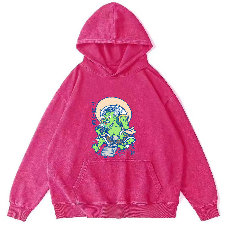 Cartoon Japanese Monster Vintage Distressed Hoodie-Zazasy