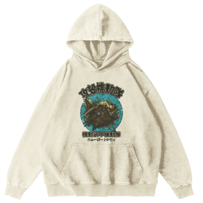 Mobile Armored Mechanical Team Vintage Washed Hoodie-Zazasy