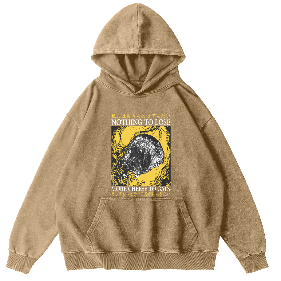 Mouse Pattern Japanese Sstyle Vintage Distressed Hoodie-Zazasy