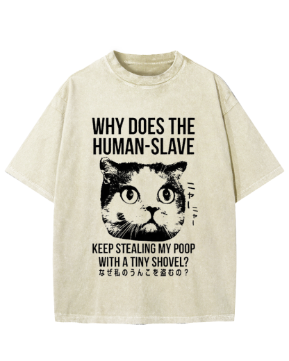 Human Cat Poop Stealer Vintage Washed T-shirt