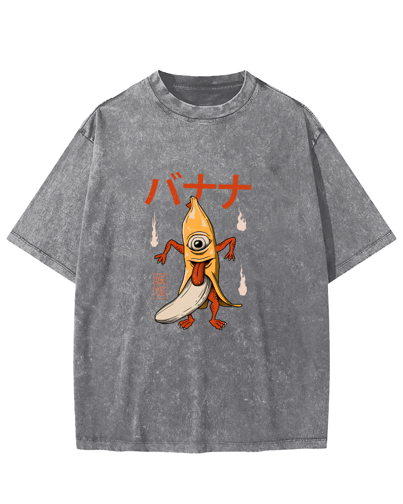 Banana Monster Japanese Vintage Distressed T-shirt-Zazasy