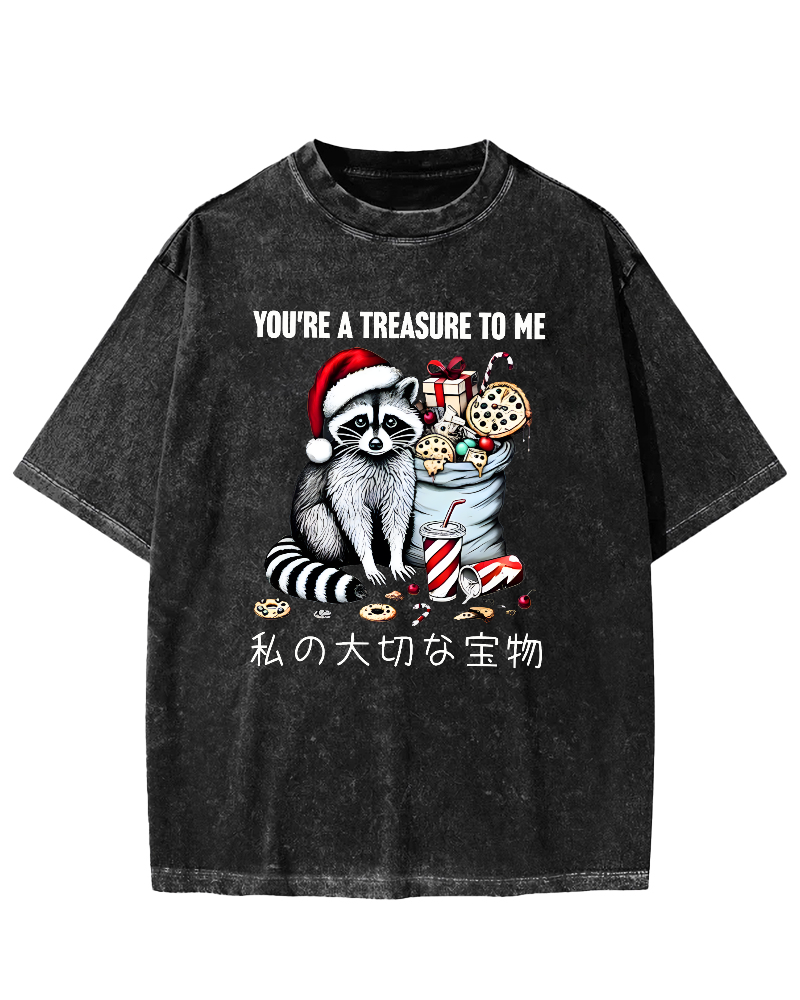 You are my treasure, Christmas wild raccoon Vintage Washed T-shirt