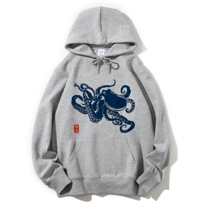 Japanese Octopus Cotton Hoodie