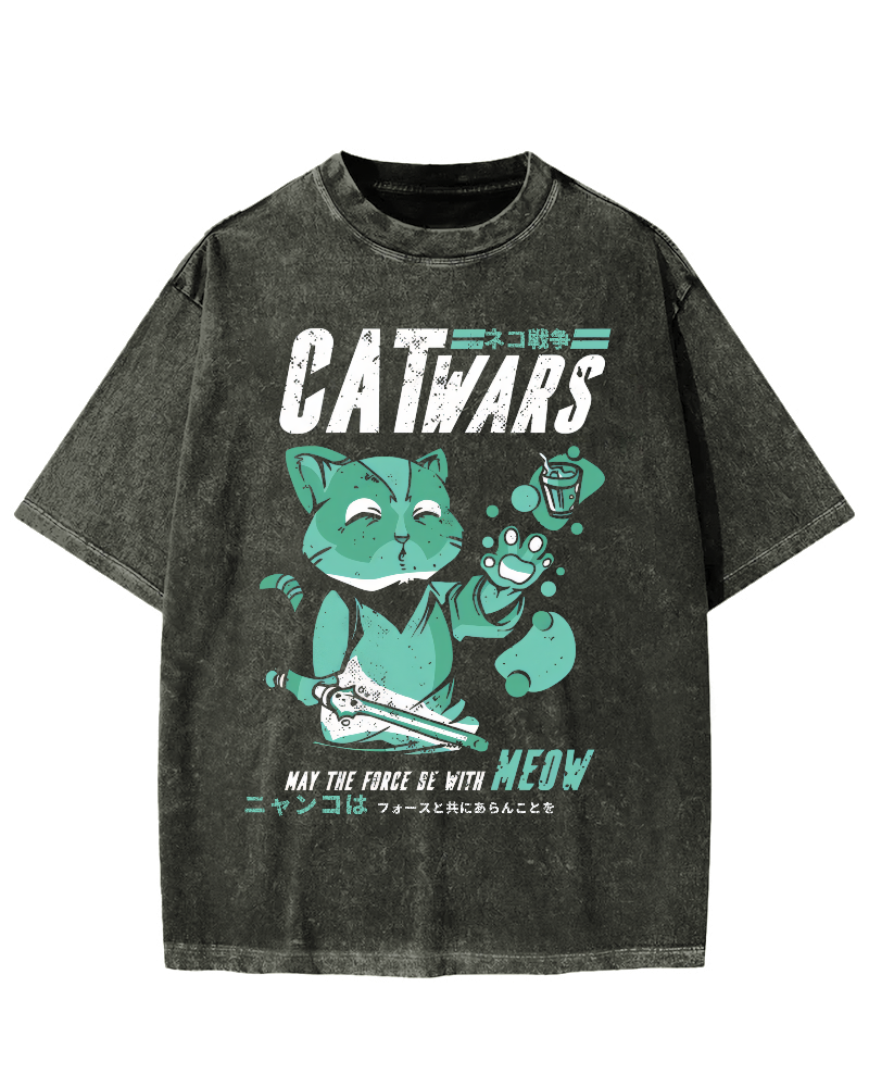Cat Wars Vintage Washed T-shirt