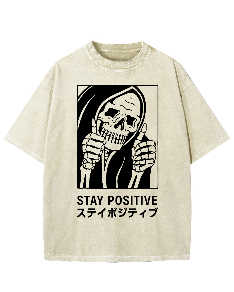Stay Positive Skeleton Vintage Washed T-shirt