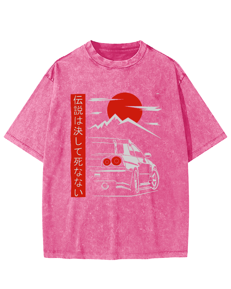 Japanese Style Scenery Vintage Washed T-shirt-Zazasy
