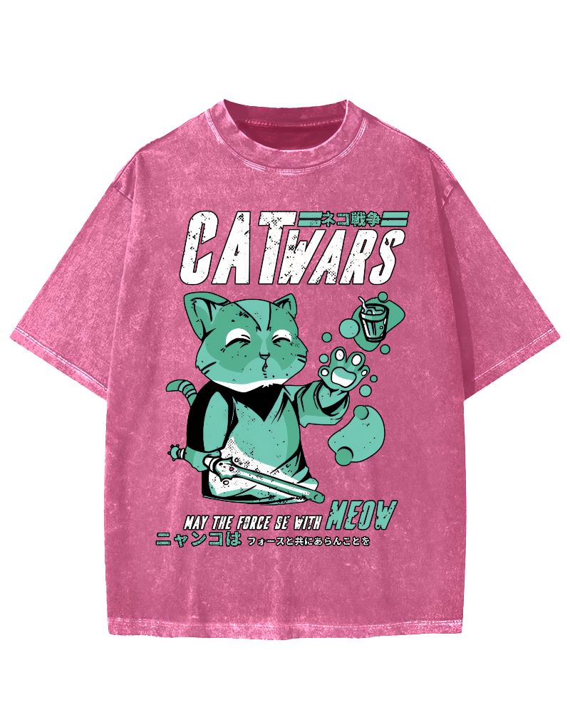 Cat Wars Vintage Washed T-shirt