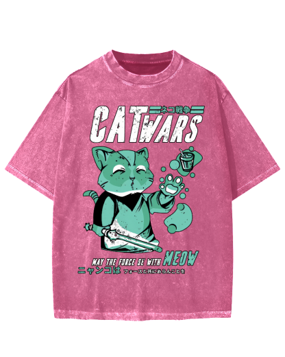 Cat Wars Vintage Washed T-shirt