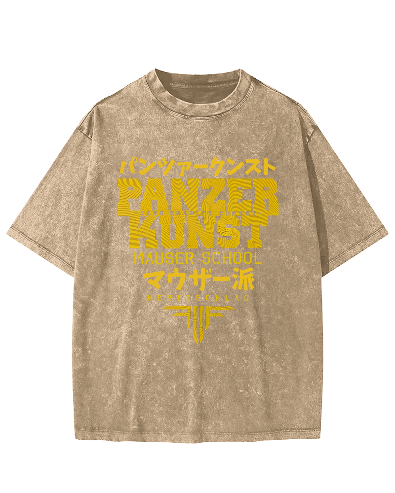 Panzer Kunst Vintage Washed T-shirt-Zazasy