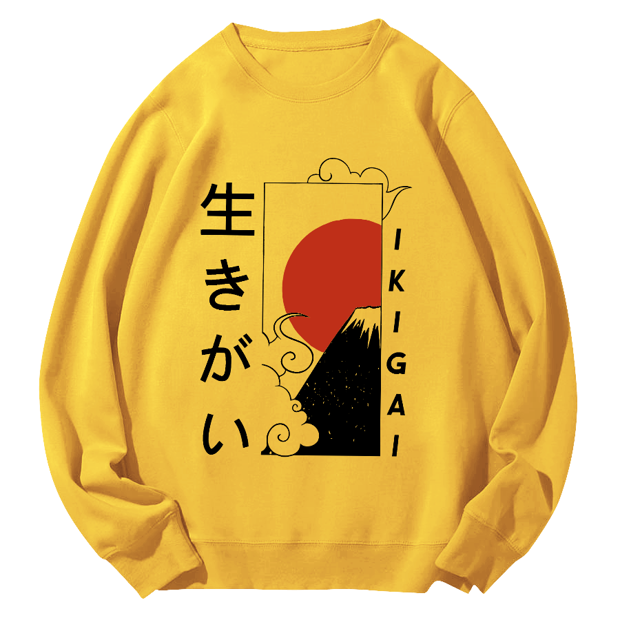 Ukiyo-e Sunrise Round Neck Sweatshirt-Zazasy