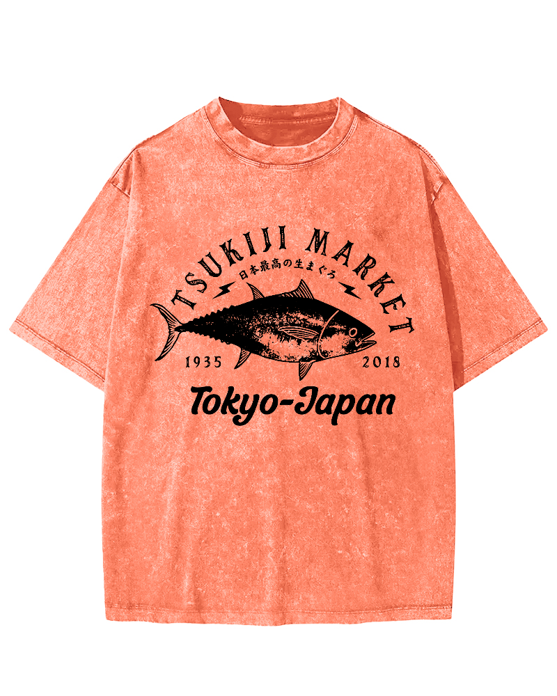 The Highest Quality Tuna in Japan Vintage Washed T-shirt-Zazasy