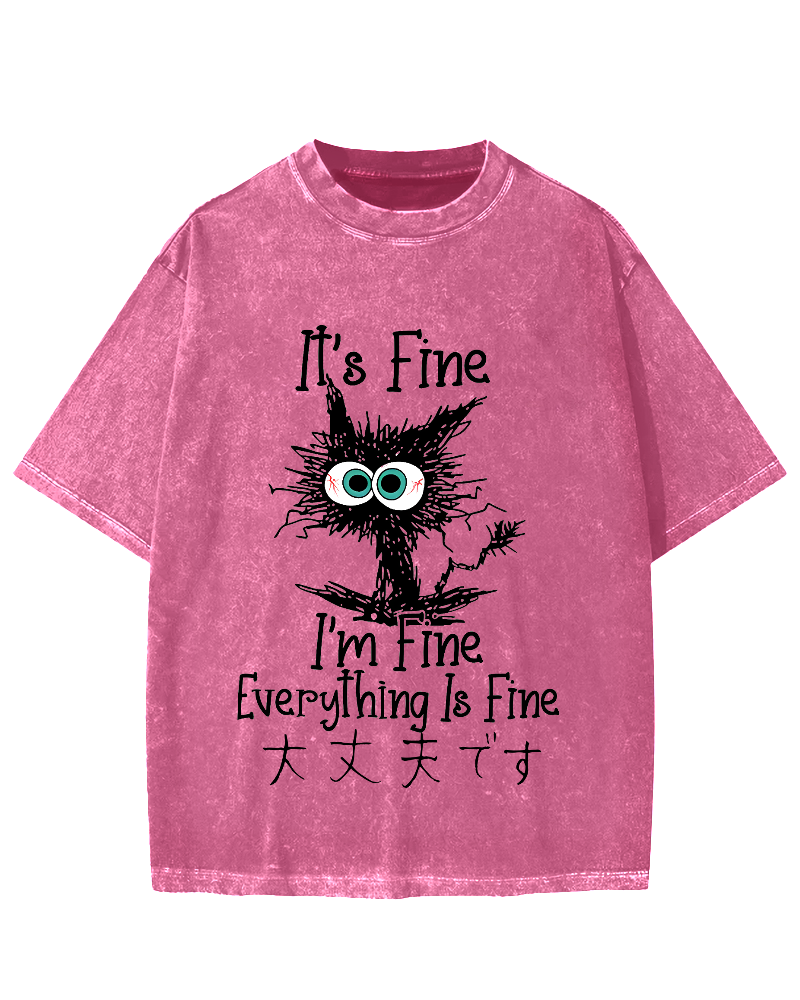 It's Fine Cat Vintage Washed T-shirt