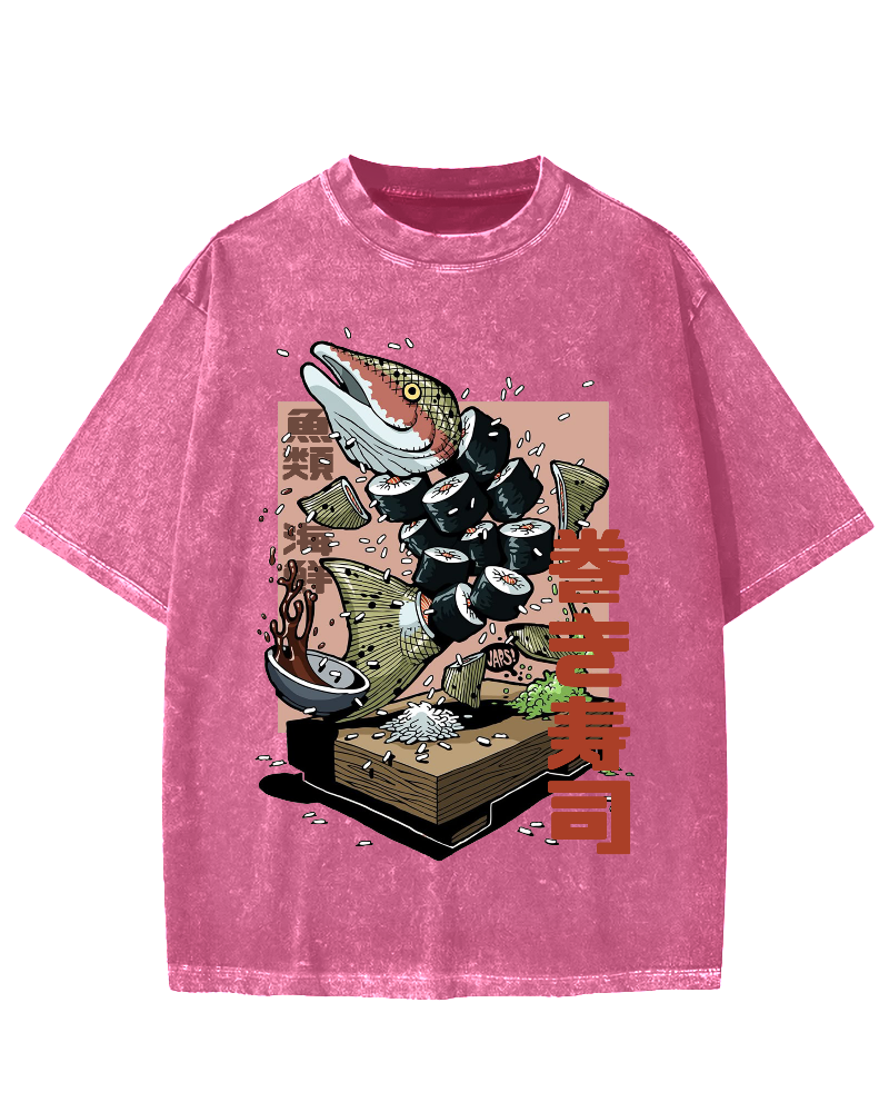 Fish Sushi Vintage Washed T-shirt