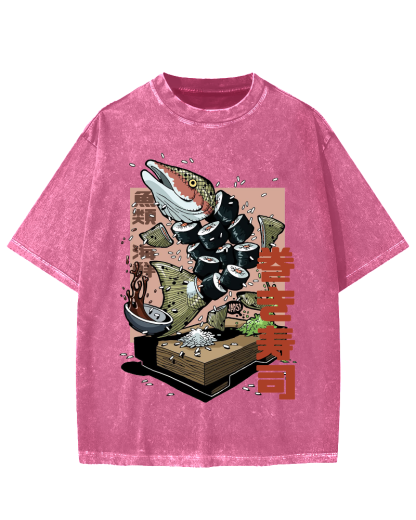 Fish Sushi Vintage Washed T-shirt