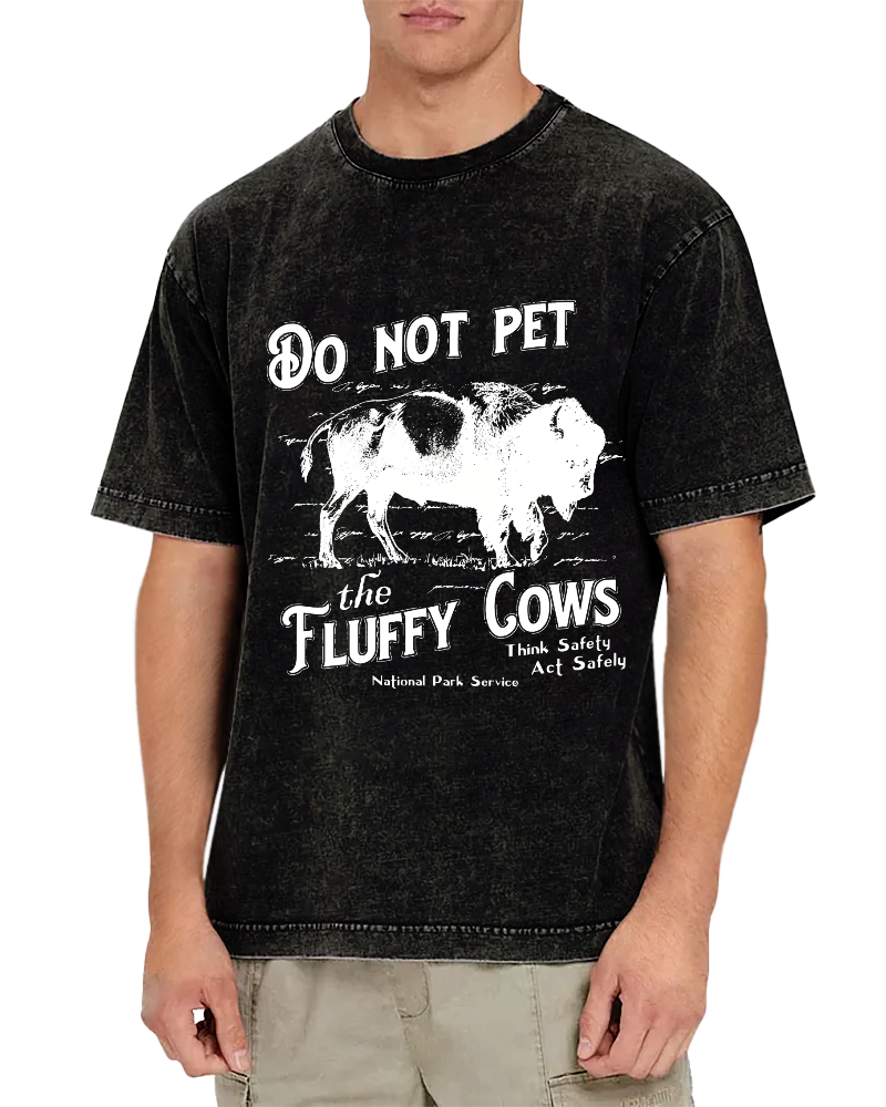 Do Not Pet The Fluffy Cows Vintage Distressed T-shirt-Zazasy