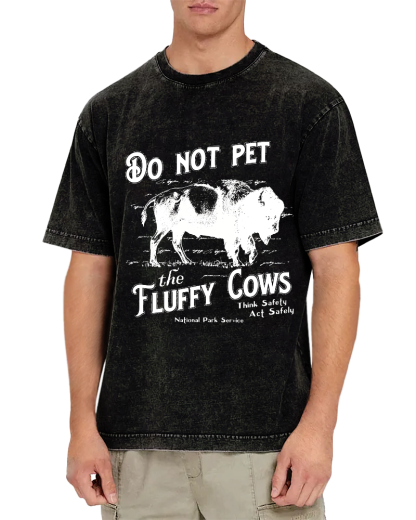Do Not Pet The Fluffy Cows Vintage Distressed T-shirt-Zazasy
