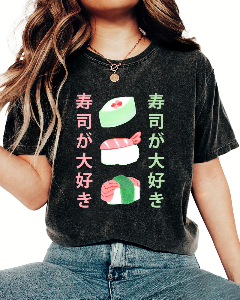 Delicious Sushi in Japan Vintage Washed T-shirt-Zazasy