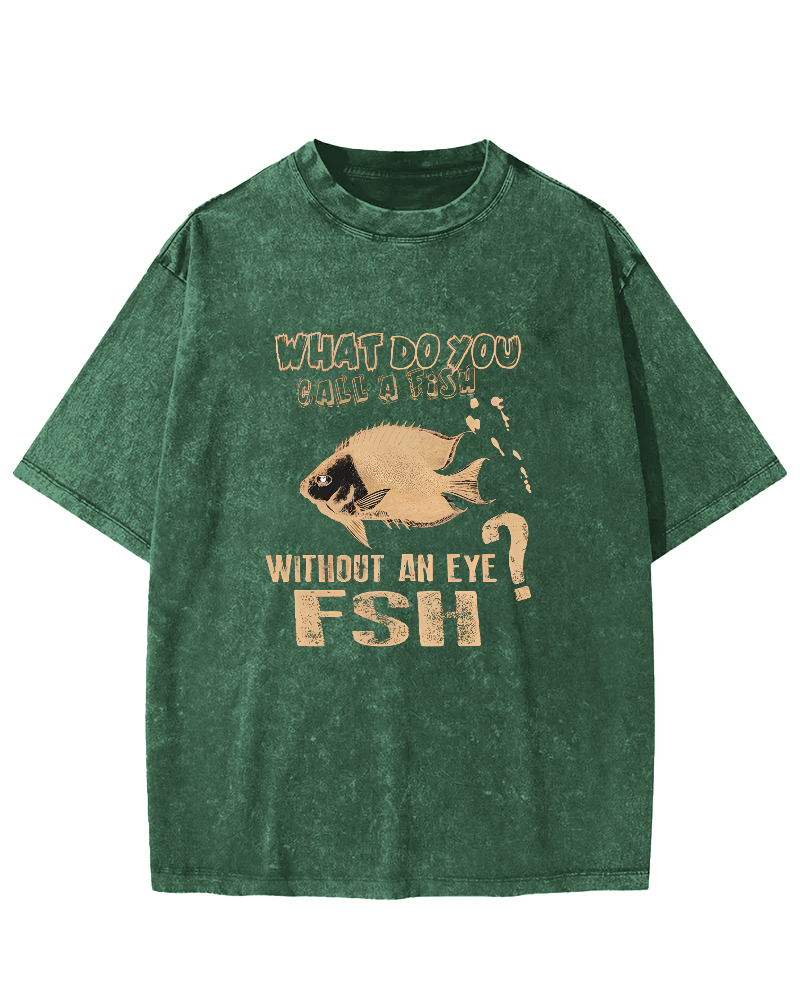 Retro Slogan Fish Pattern Vintage Distressed T-shirt-Zazasy