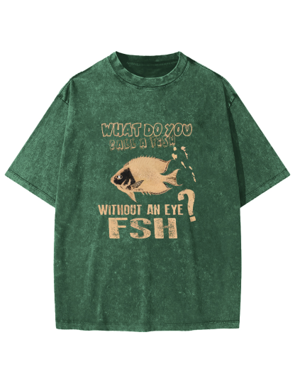 Retro Slogan Fish Pattern Vintage Distressed T-shirt-Zazasy