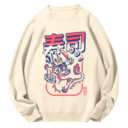 Japanese Sushi Round Neck Sweatshirt-Zazasy