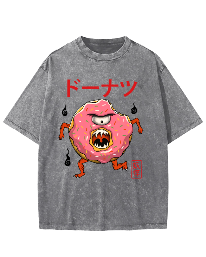 Doughnut Monster Vintage Washed T-shirt-Zazasy