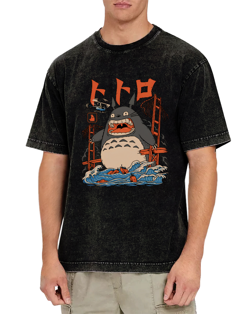 Cute Cartoon Japanese Style Vintage Distressed T-shirt-Zazasy