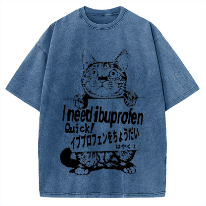 Ibuprofen Cat Vintage Washed T-shirt