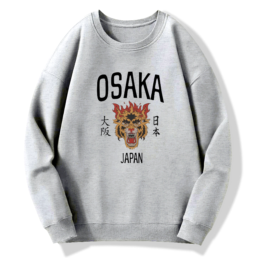 Osaka, Japan Retro Tiger Cotton Pullover Sweatshirt