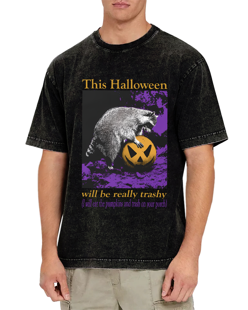 This Year's Halloween Will be a Vulgar Raccoon Vintage Distressed T-shirt-Zazasy
