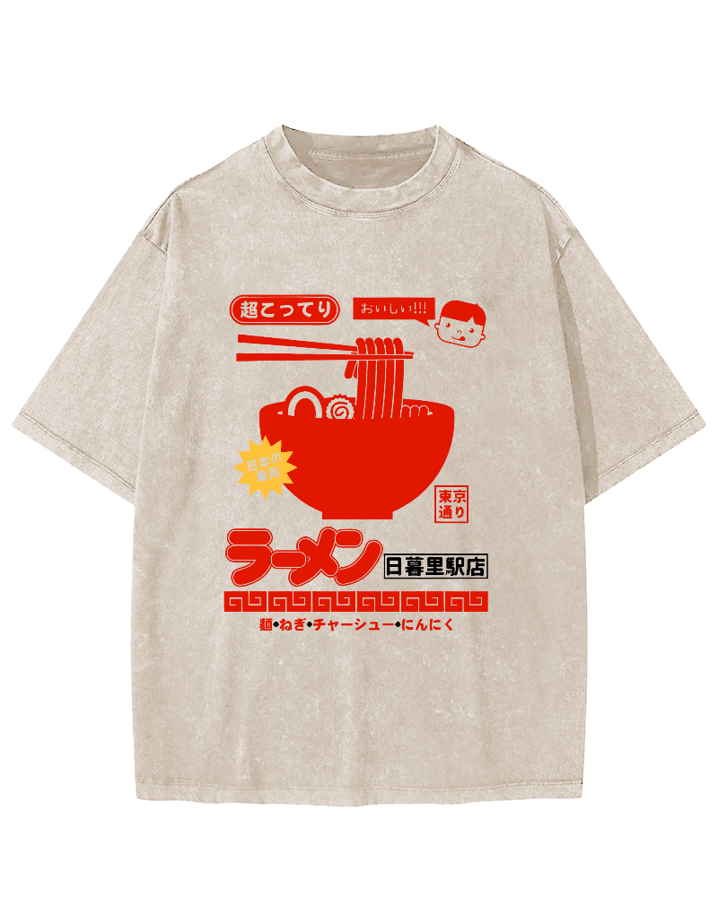 Tokyo Lamian Noodles Vintage Washed T-shirt-Zazasy