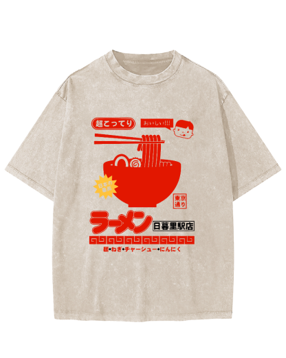 Tokyo Lamian Noodles Vintage Washed T-shirt-Zazasy