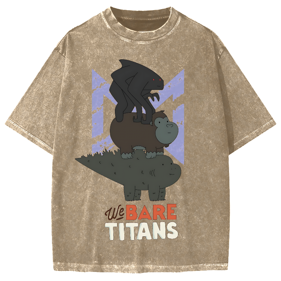 We Bare Titans Cute Monsters Japanese Vintage Washed T-shirt
