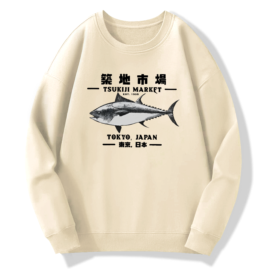 Tokyo Tsukiji Market Cotton Pullover Sweatshirt